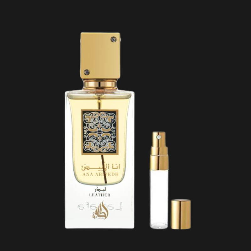 Decant Lattafa Ana Abiyedh Leather - Perfume Unissex Amadeirado