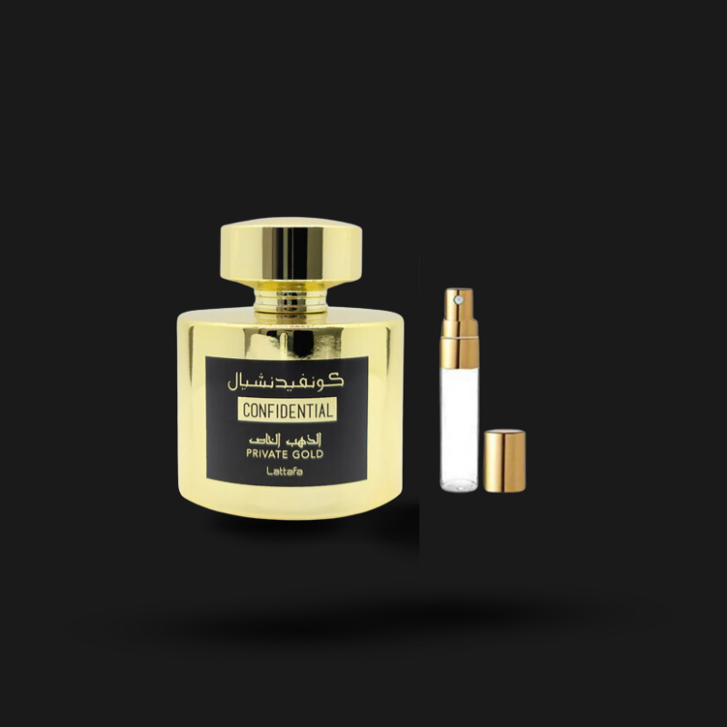Decante Lattafa Confidential Gold: Perfume Oriental Premium | Fragrância Luxuosa Unissex
