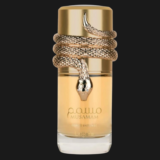 Musamam White Intense Lattafa Eau de Parfum Unissex 100ml – Perfume Amadeirado Cítrico Premium