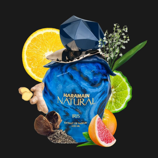 Extrato de Perfume Unissex Al Haramain Natural Iris 100ml – Fresco Floral Sofisticado