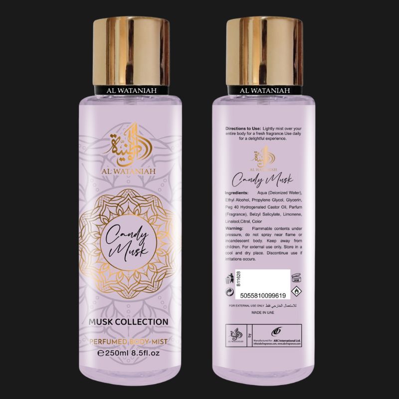 Body Mist Unissex Al Wataniah Candy Musk 250ml Doce Musk Refrescante