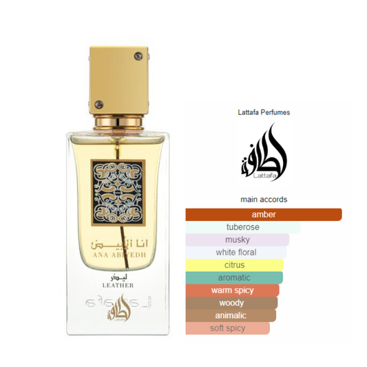 Lattafa Ana Abiyedh Leather - Perfume Unissex Amadeirado 60ml