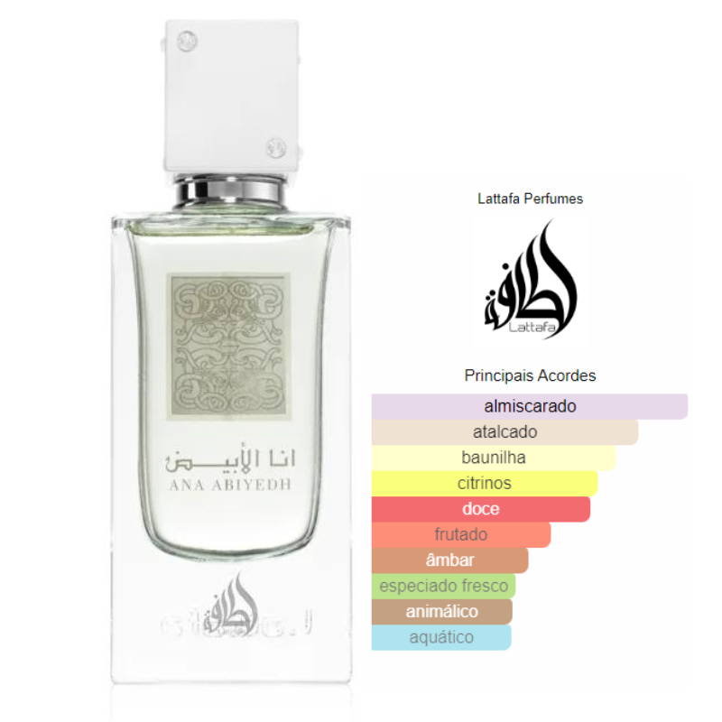 Lattafa Ana Abiyedh - Eau de Parfum Unissex Amadeirado 60ml