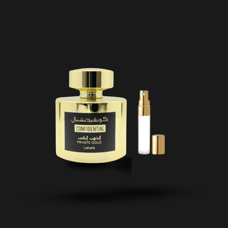 Decante de 5 ml Confidential Private Gold by Lattafa Perfumes | Eau de Parfum de Luxo